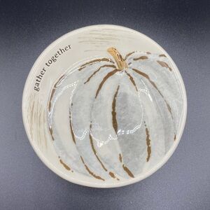 Mudpie Gray Pumpkin Dipping Dish - "gather together" Watercolor Pumpkin